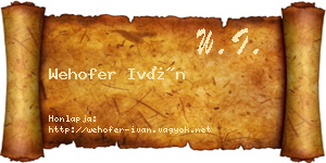 Wehofer Iván névjegykártya